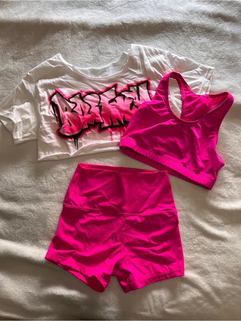 WEISSMAN Hot Pink 3 Piece Britney Set Dance Costume Work Out Adult Sz S EUC
